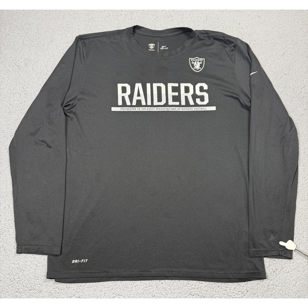 Nike Las Vegas Raiders Shirt Mens Large Black NFL Football Dri Fit Long Sleeve